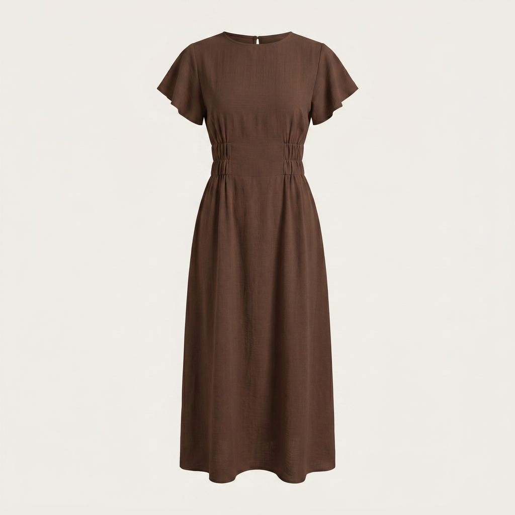 Brown dress on a light beige background