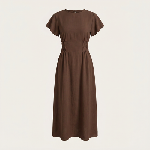 Brown dress on a light beige background