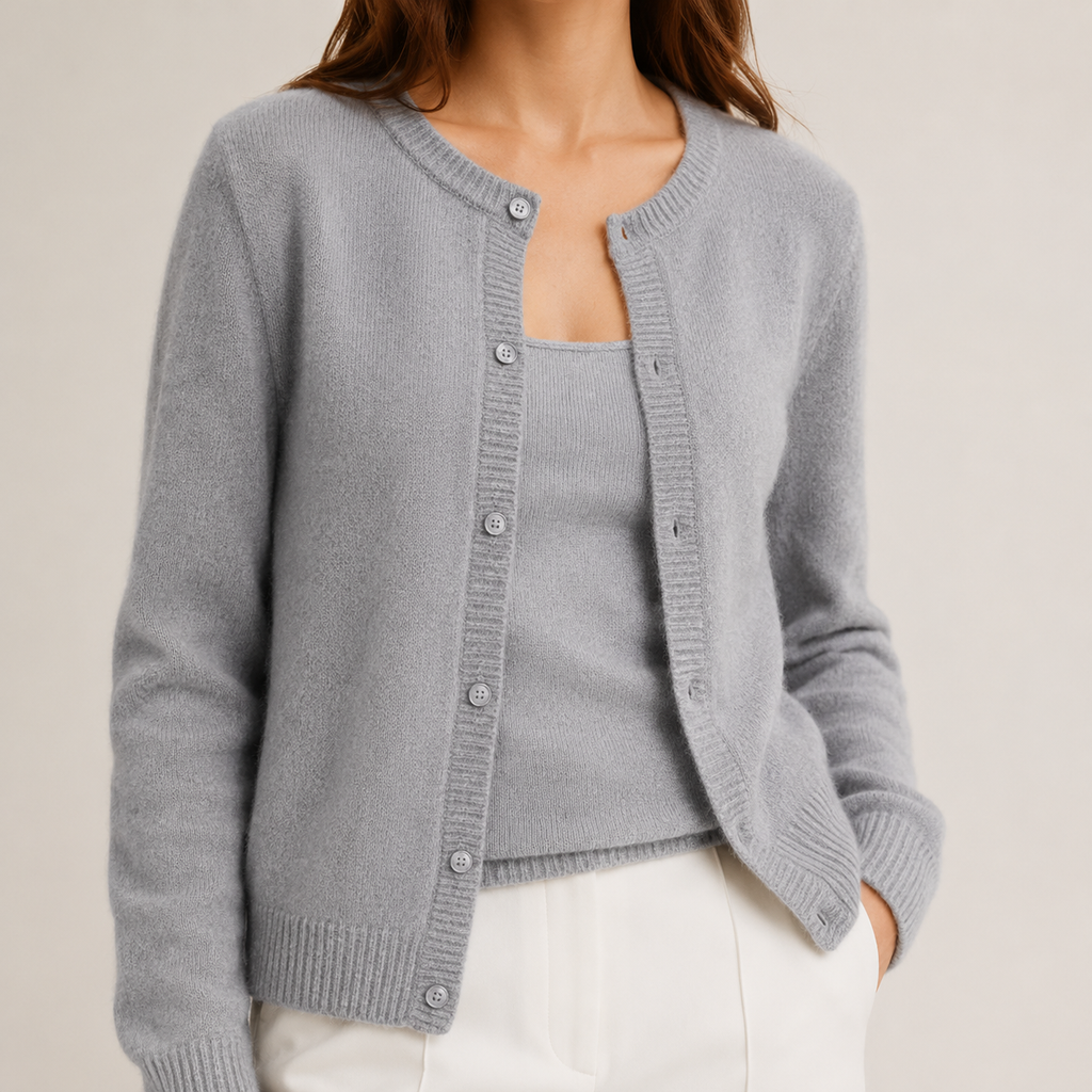 Soft Knit Wool-Blend Button-Front Cardigan