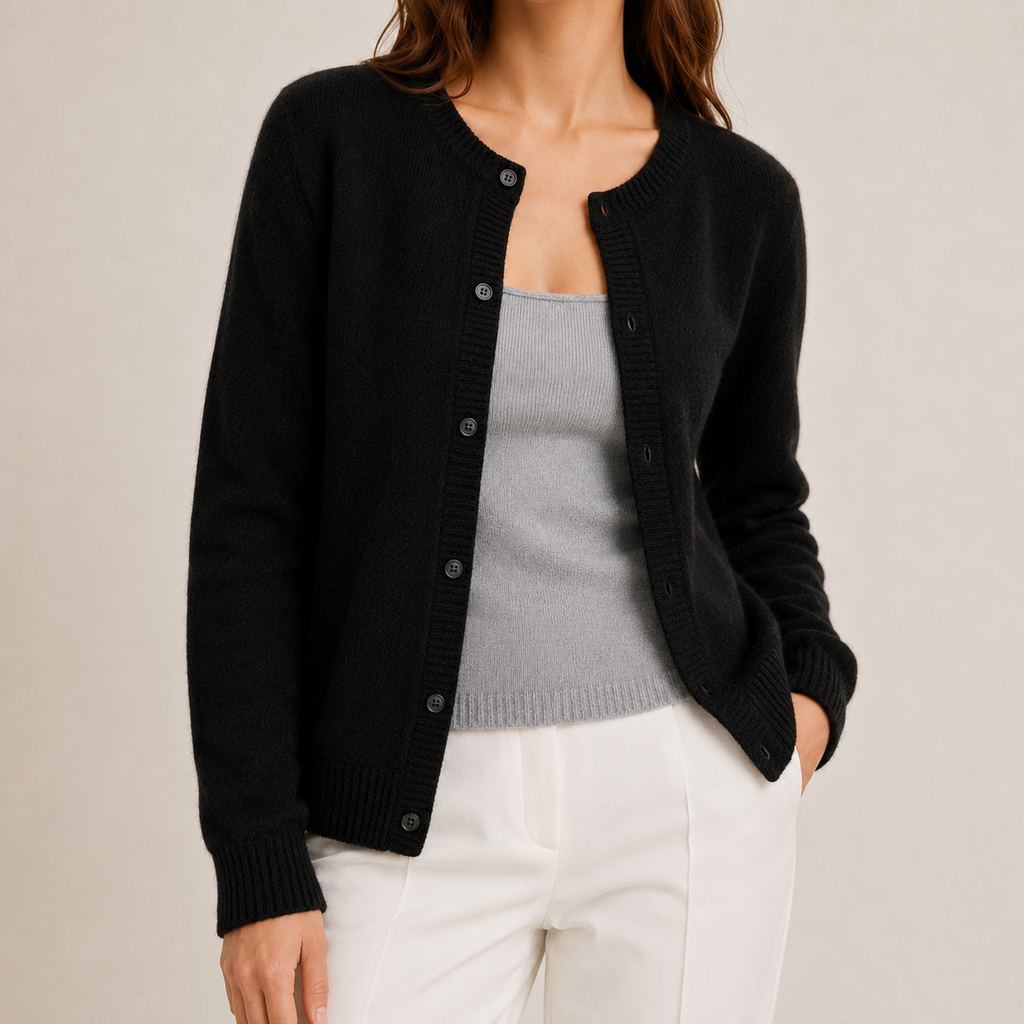 Soft Knit Wool-Blend Button-Front Cardigan