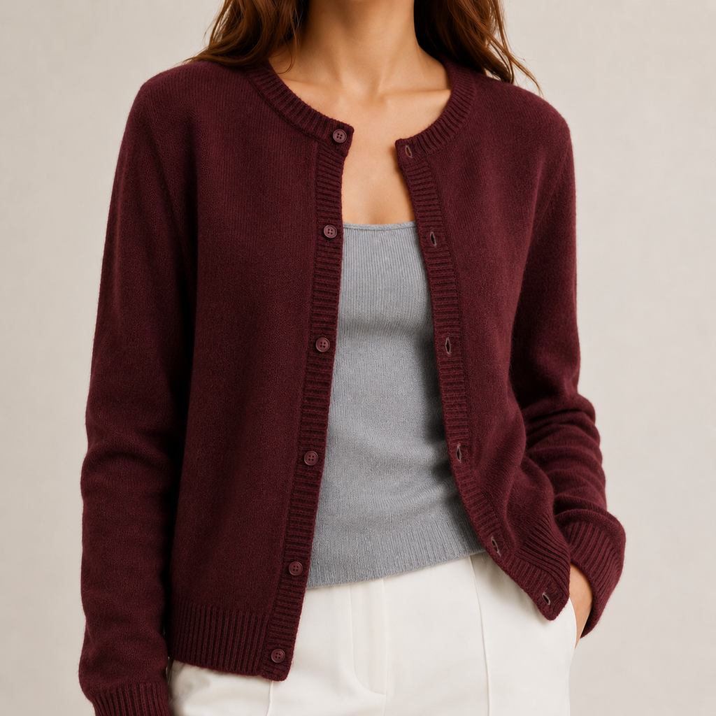 Soft Knit Wool-Blend Button-Front Cardigan