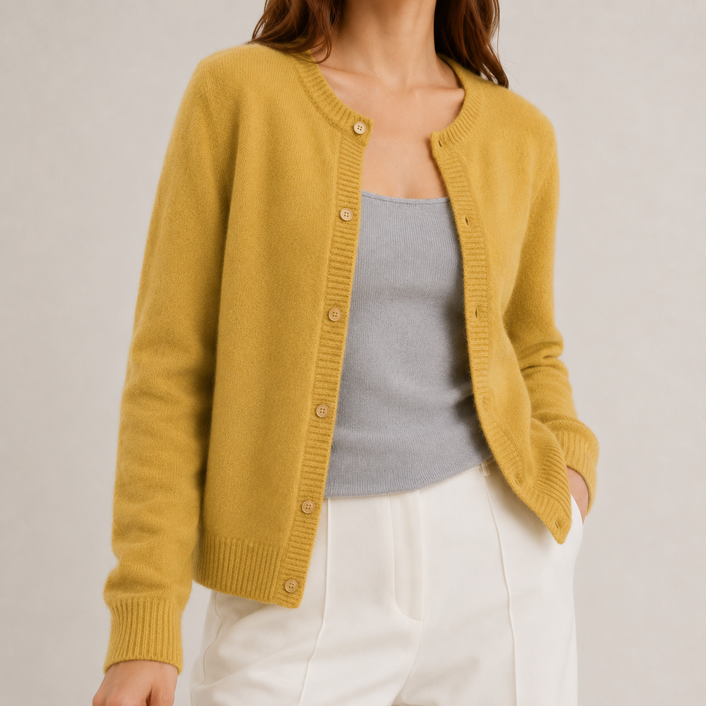 Soft Knit Wool-Blend Button-Front Cardigan