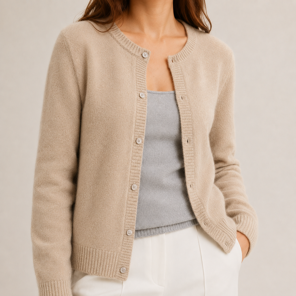Soft Knit Wool-Blend Button-Front Cardigan