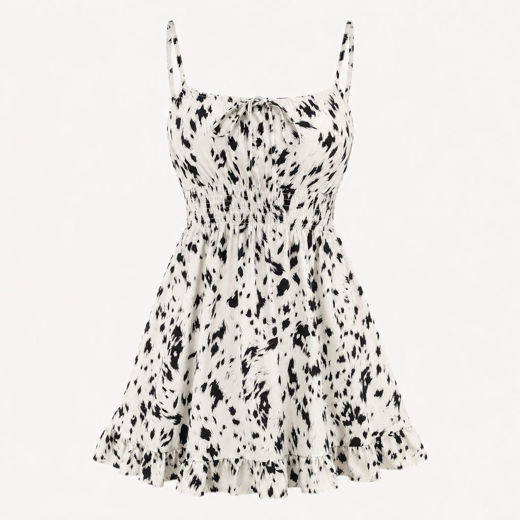 Black and white patterned dress on a white background