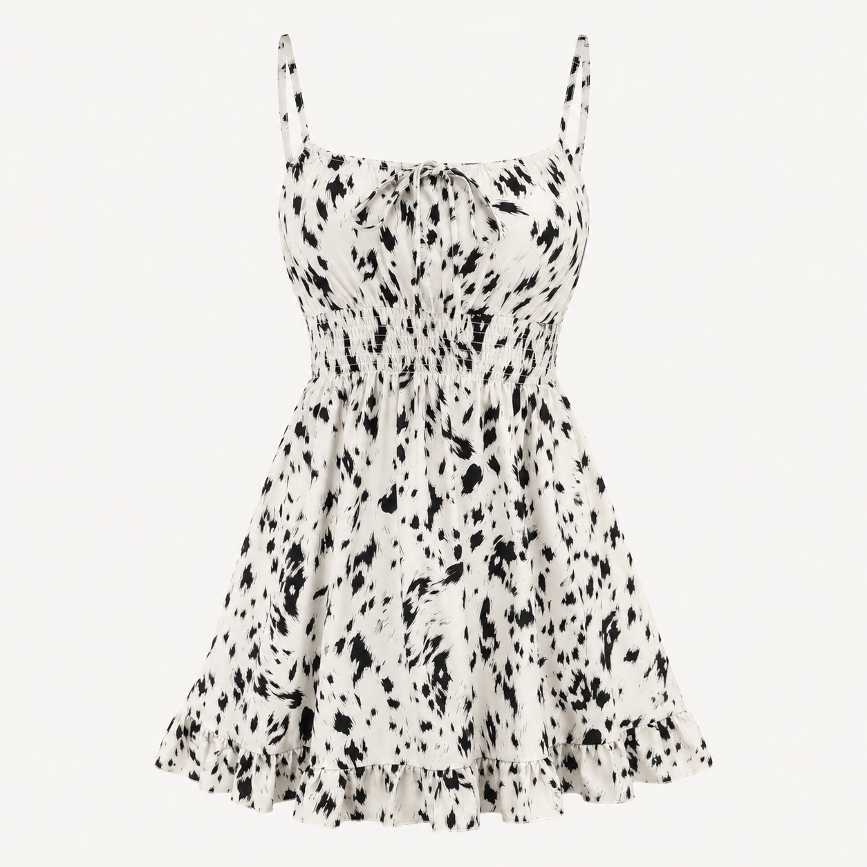 Black and white patterned dress on a white background