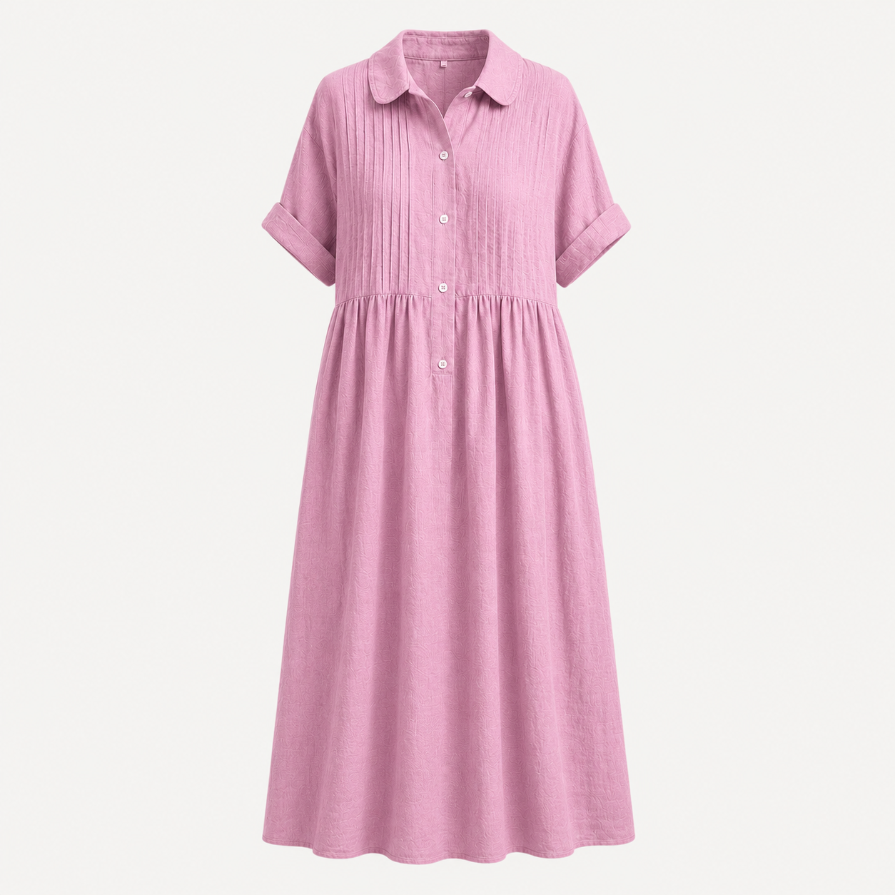 Relaxed Cotton Linen Collared Midi Dress