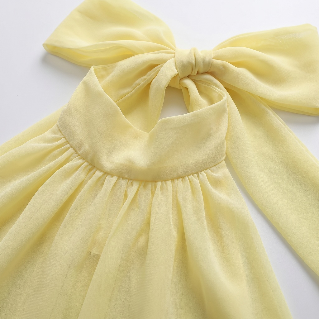 Light Yellow Tie-Back Mini Dress